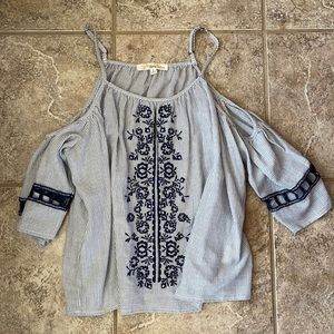 Cute Cold Shoulder Floral Blouse